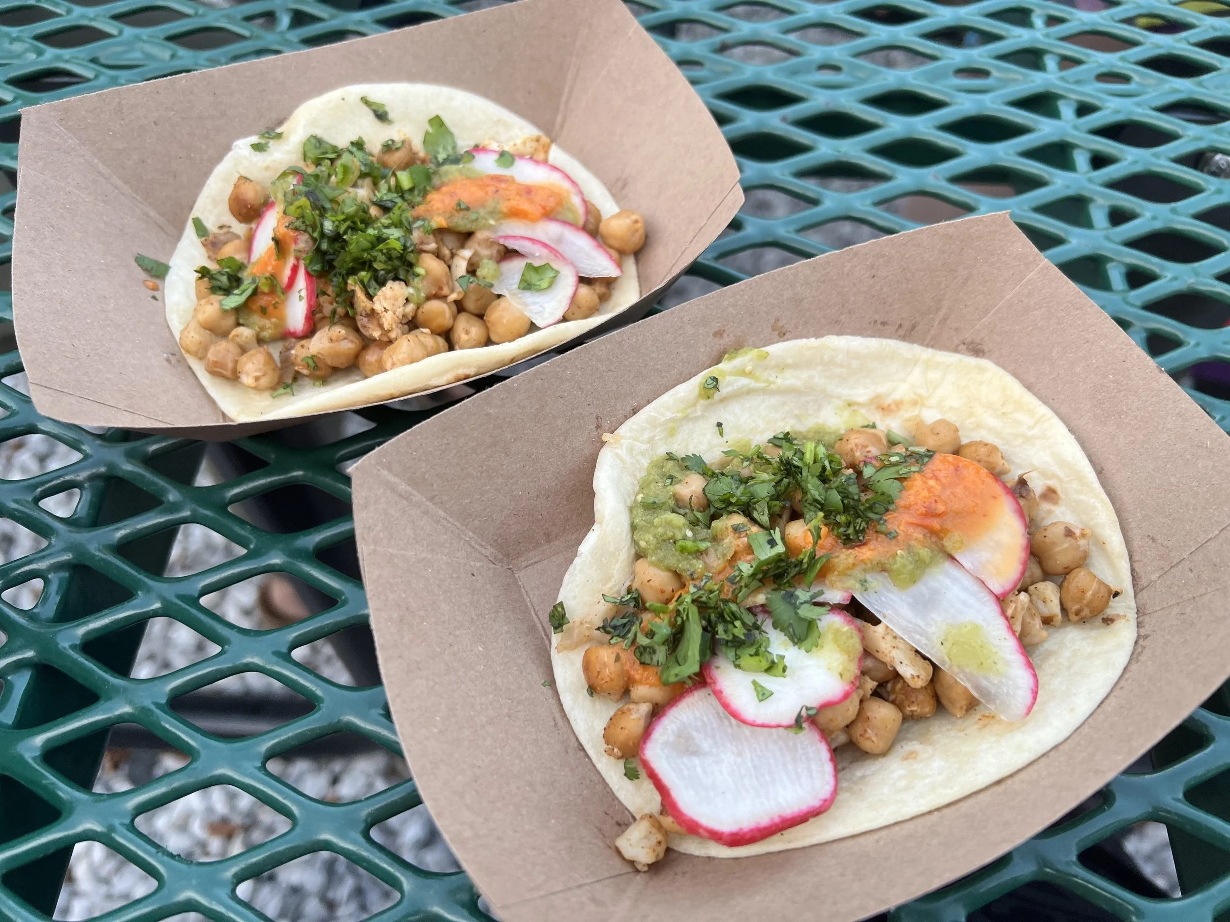 Cauliflower and chickpea tacos from City Park in Fayetteville, AR
