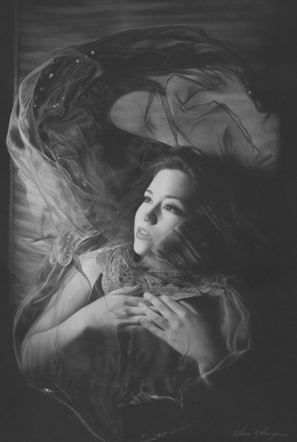 "Veiled Fortuna", Charcoal and Pastel on Paper, 20 x 14 inches