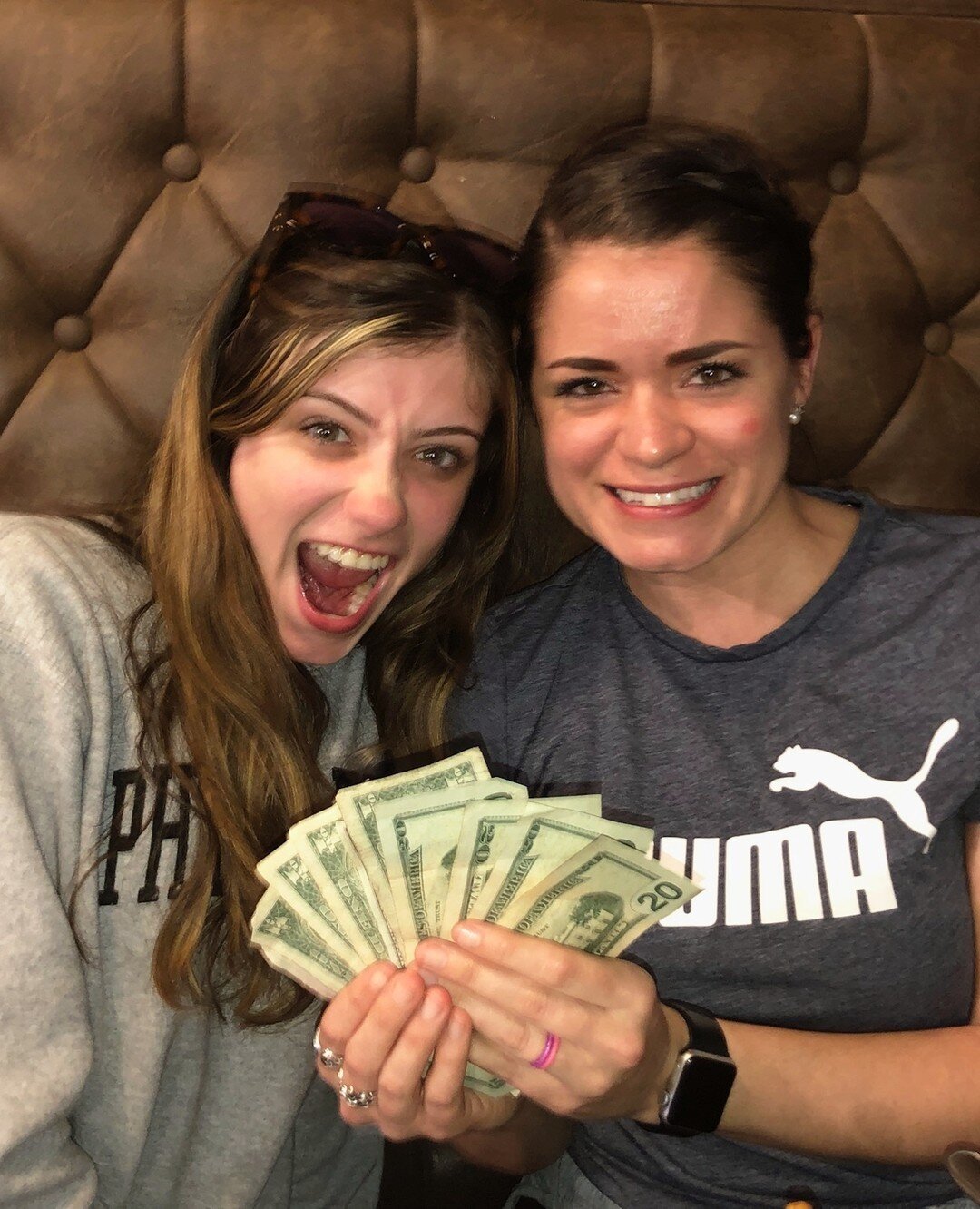 These two lucky winners were all smiles after taking home some serious cash at Tuesday night's bingo game! ⁠
⁠
Join us tonight at 6:30 pm EST for your chance to win big and enjoy a fun night out with friends! We can't wait to see you there! 🥂⁠
⁠
#bi