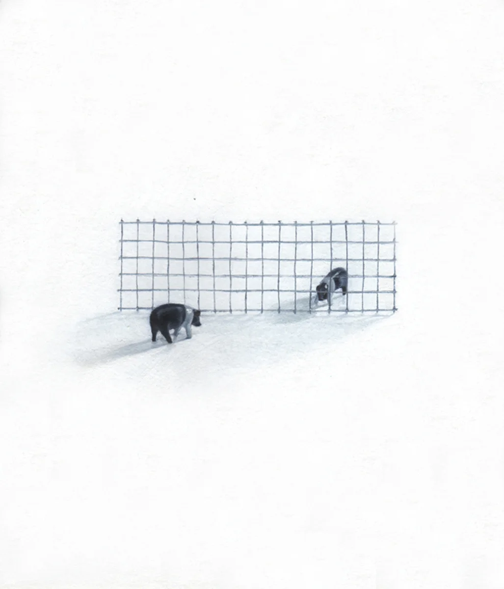 "Barrier," 20133, oil on paper, 9x10 in.