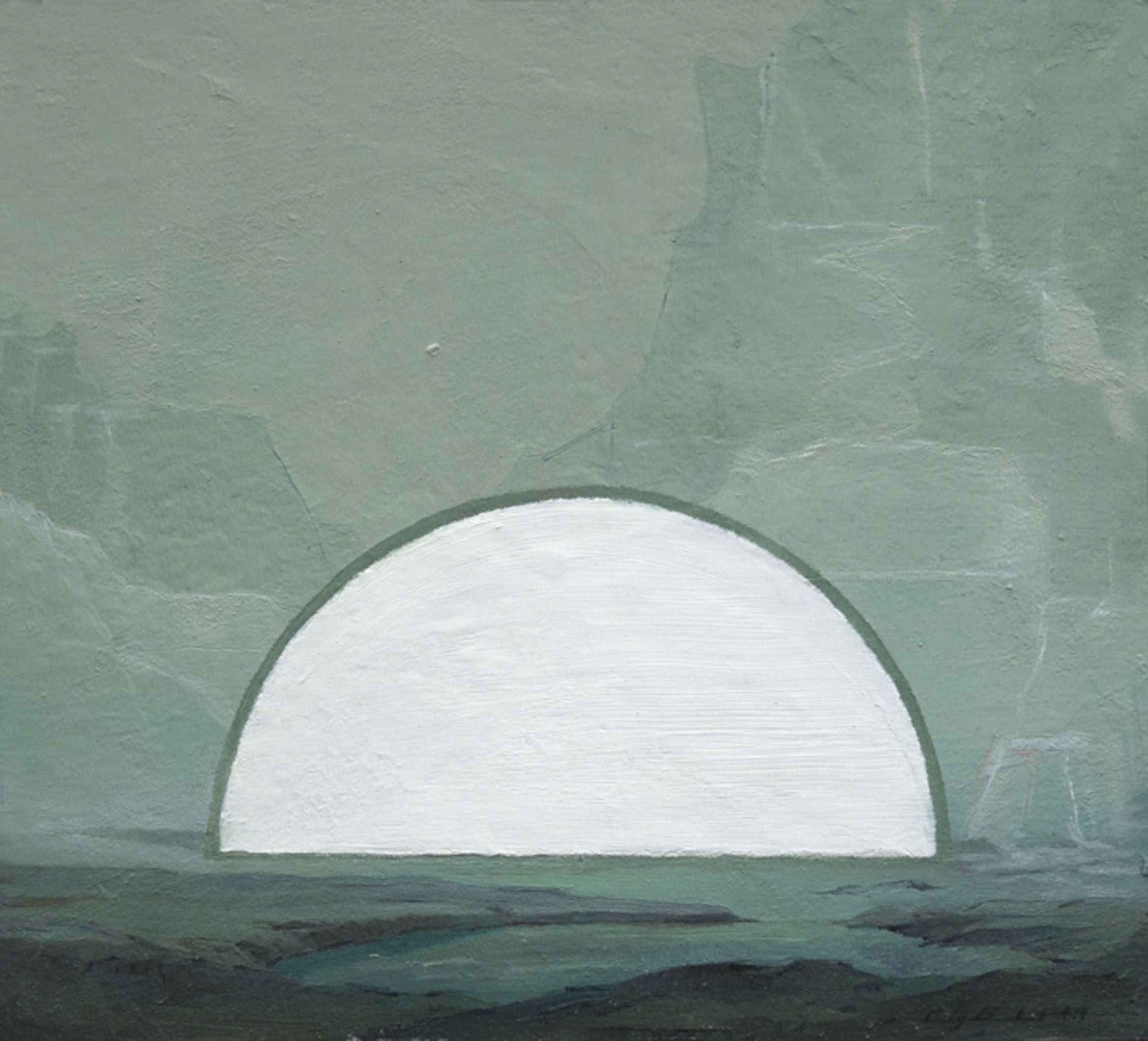  "White Moon," 2014, oil on paper, 10x9 in. 