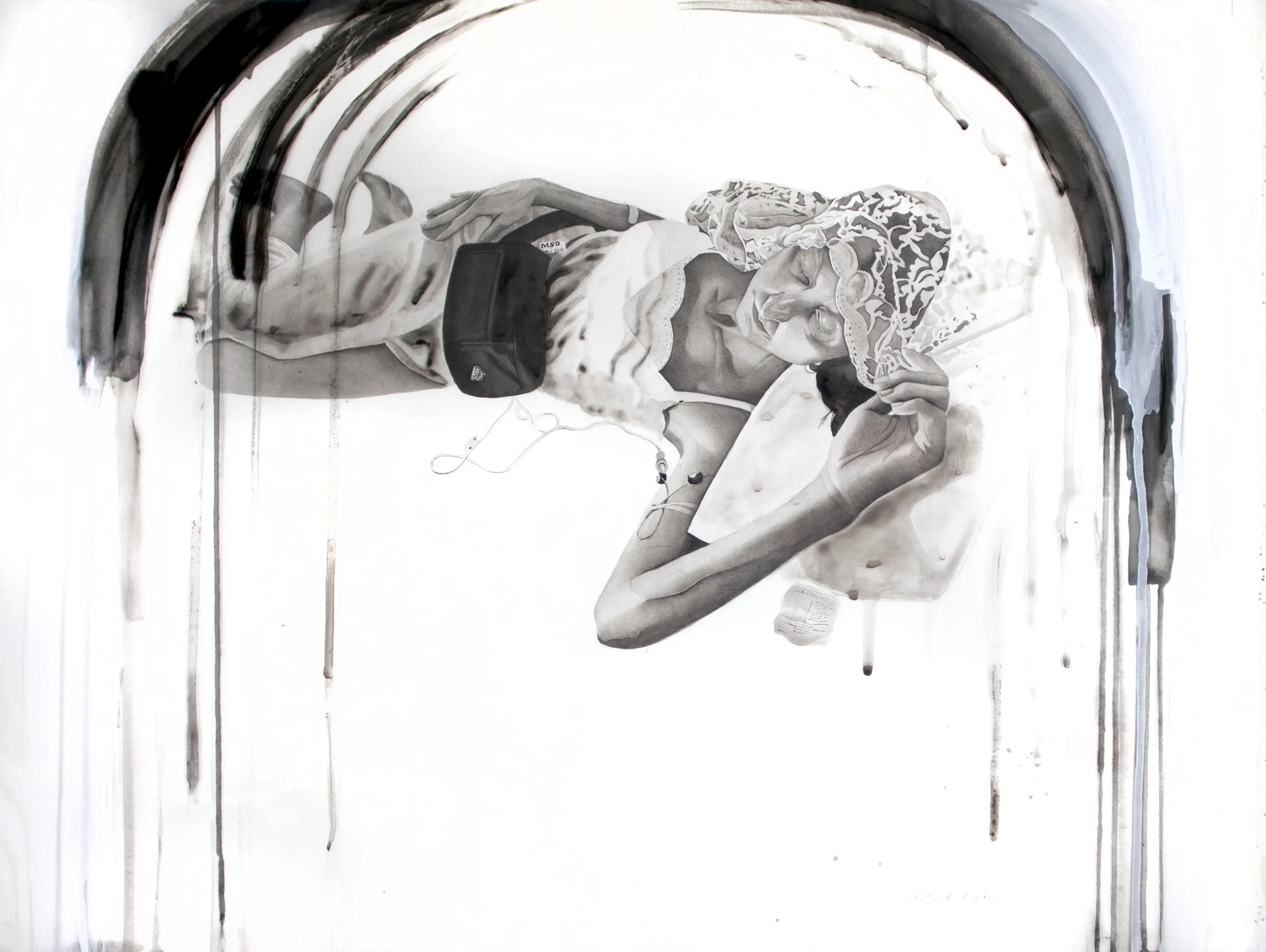 "Mother 3", 2012, watercolor on paper and acetate, 18x24 in.