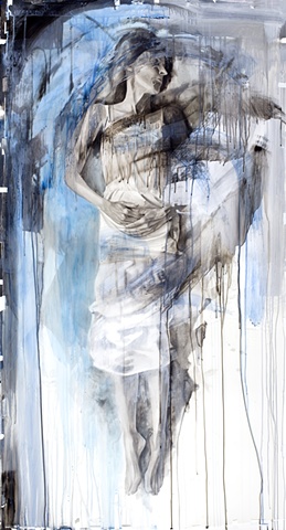  "Mother Blue", 2012, watercolor on paper and acetate, 77x42 in. 