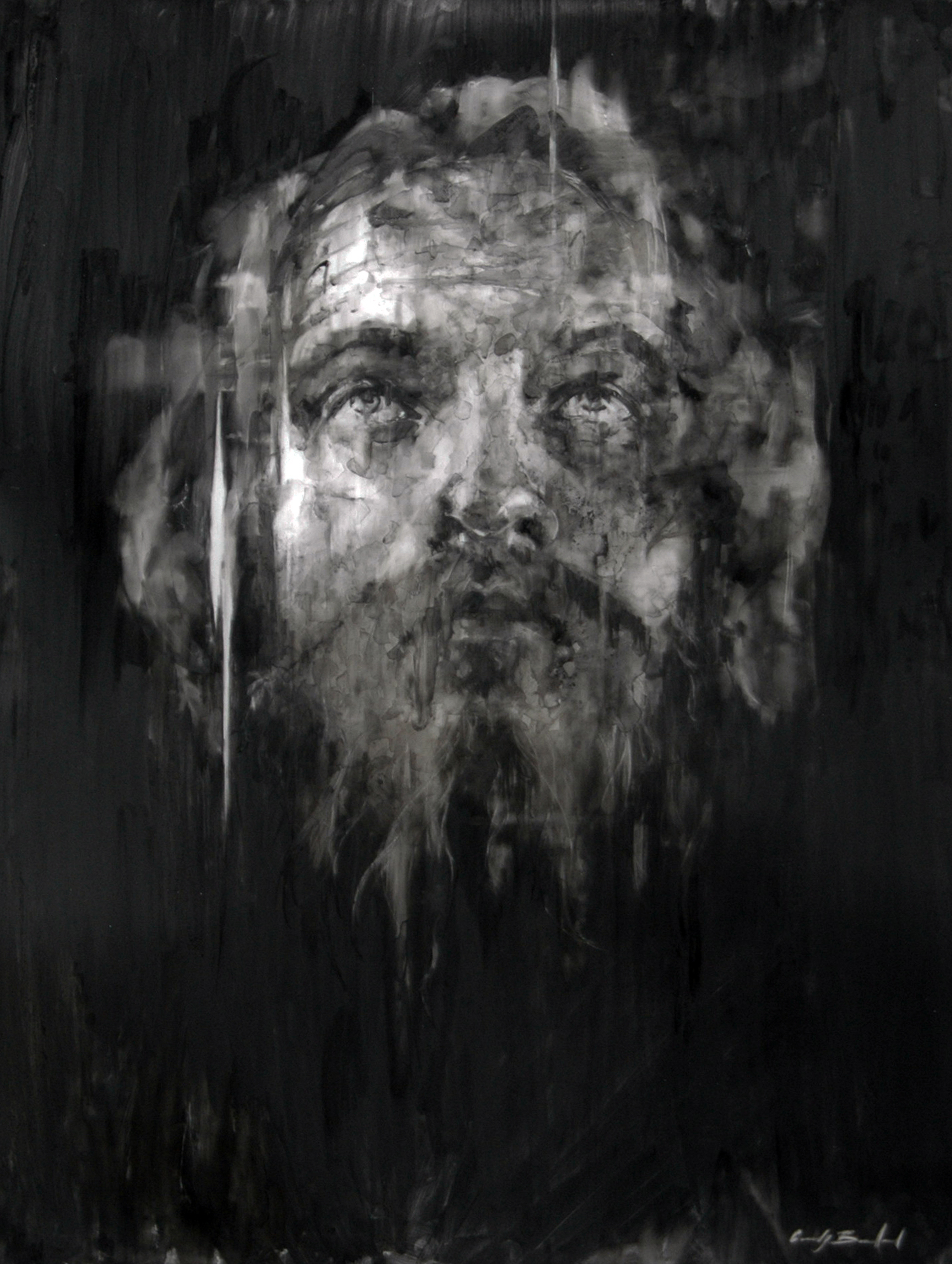  "Stephen", 2012, charcoal on mylar, 24x18 in. 