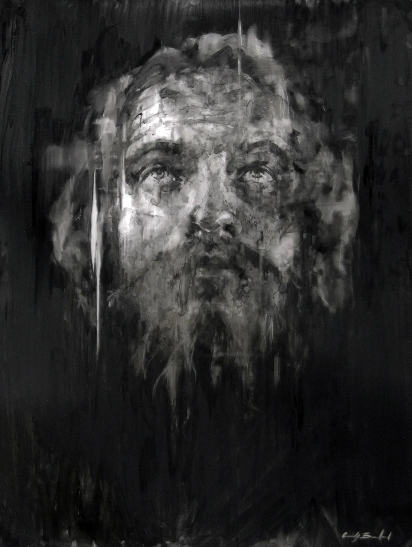 "Stephen", 2012, charcoal on mylar, 24x18 in.