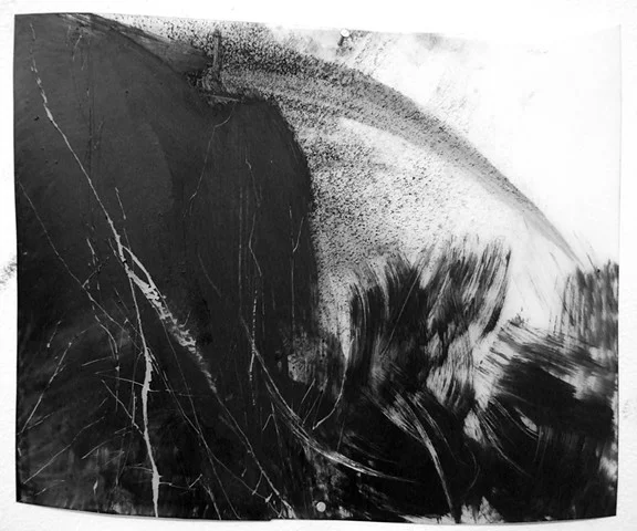 "3:00 pm," 2012, charcoal and gesso on mylar