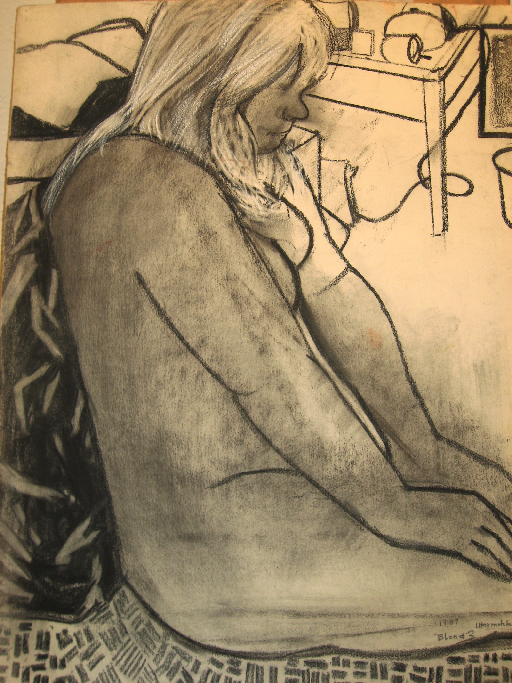  "Blond 2," 1987, charcoal, 30x22 in. 