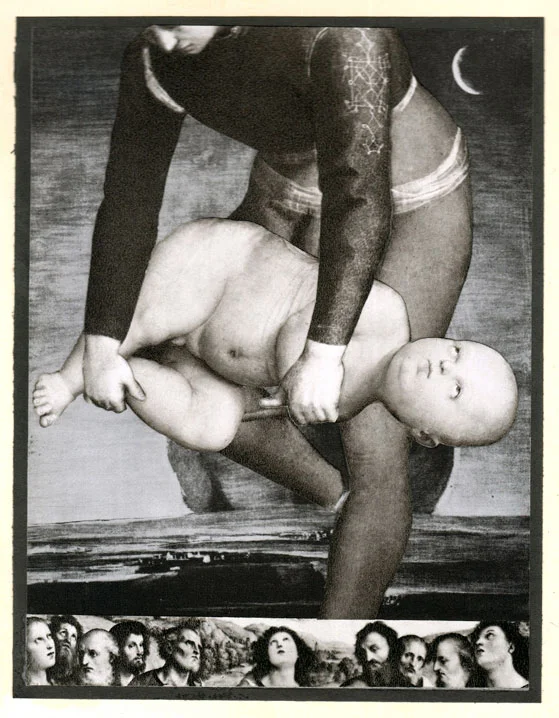 "Break That Baby In," 2013, collage on paper, 7x5.5 in.