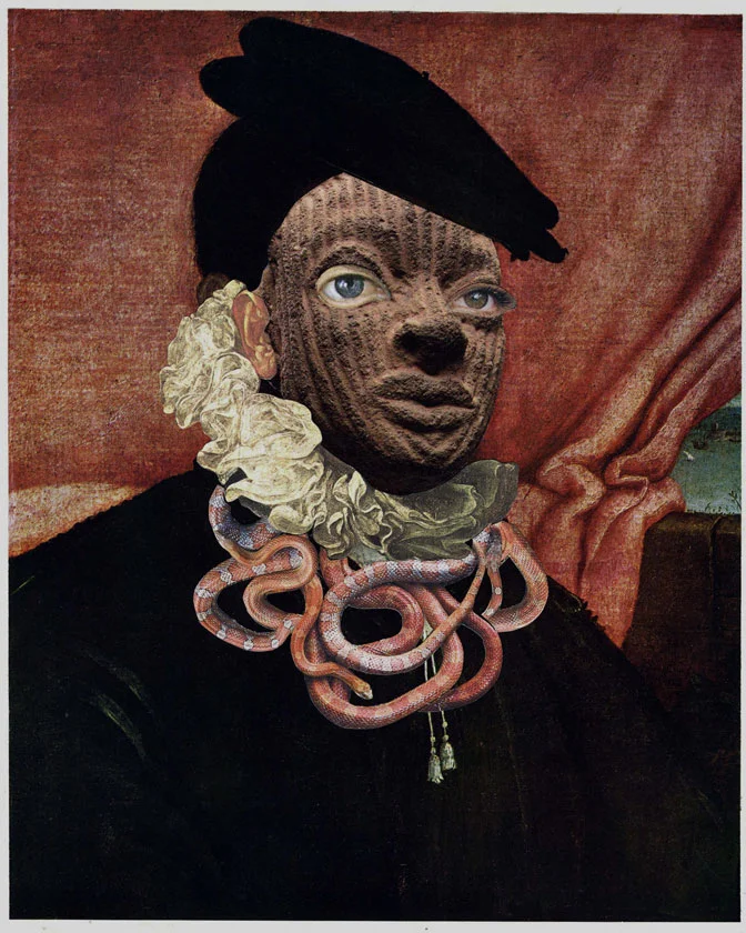 "Mr. Jones," 2013, collage on paper, 8.5x7 in.