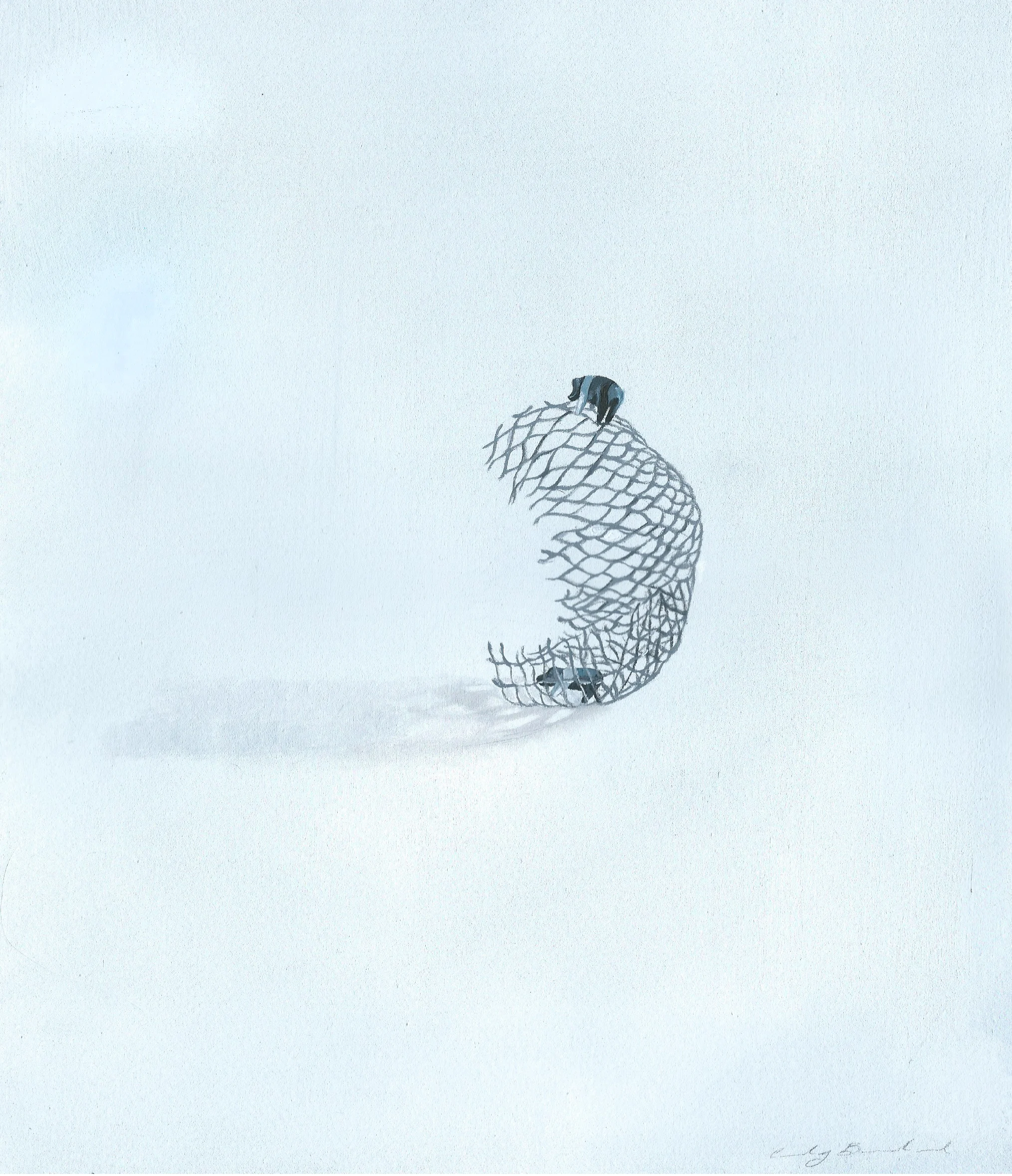 "Fence Three," 2015, oil on paper, 12x10 in.
