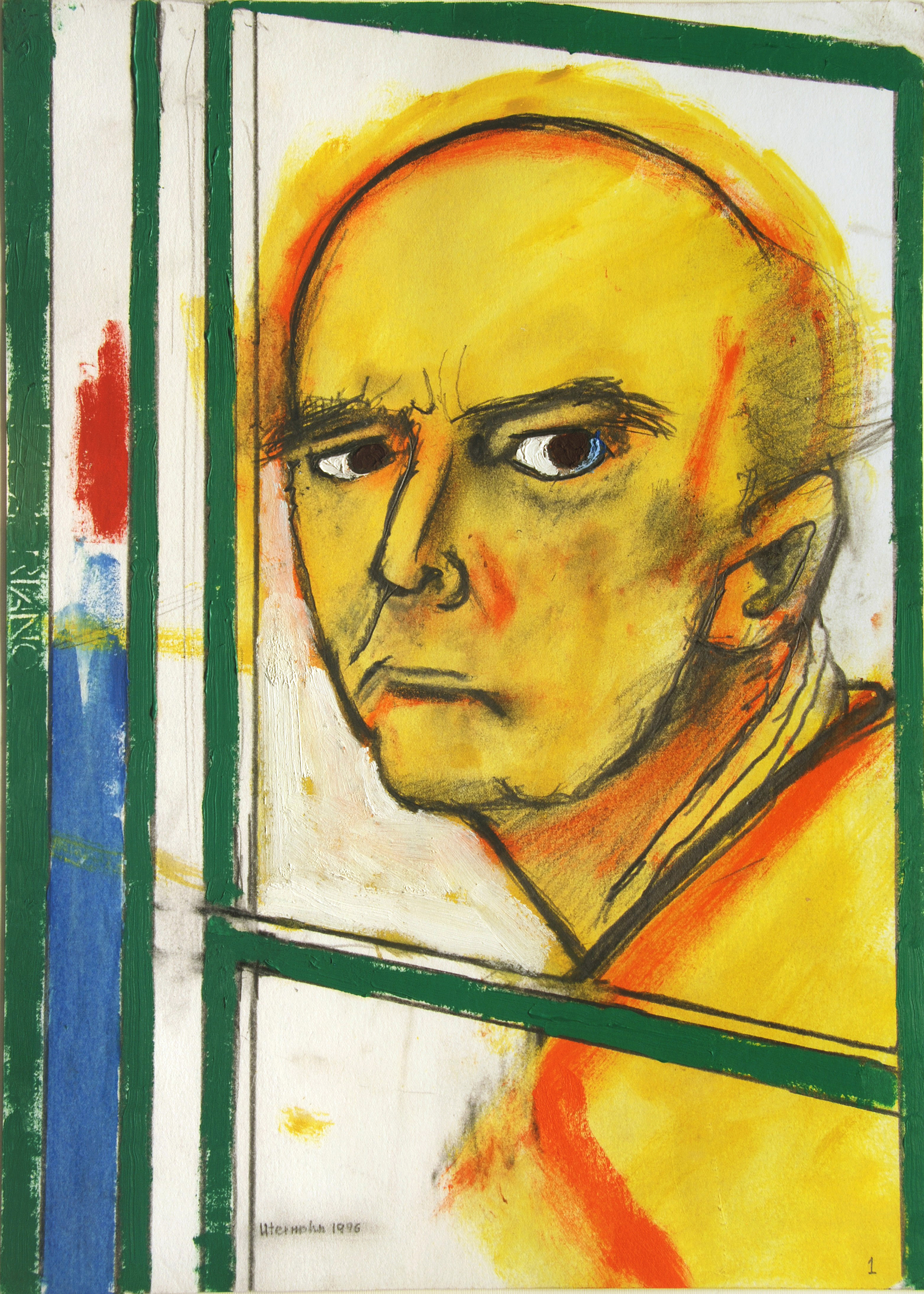  "Self Portrait (with Easel, Yellow and Green)," 1996, archival ink jet print, 24x18 in. 