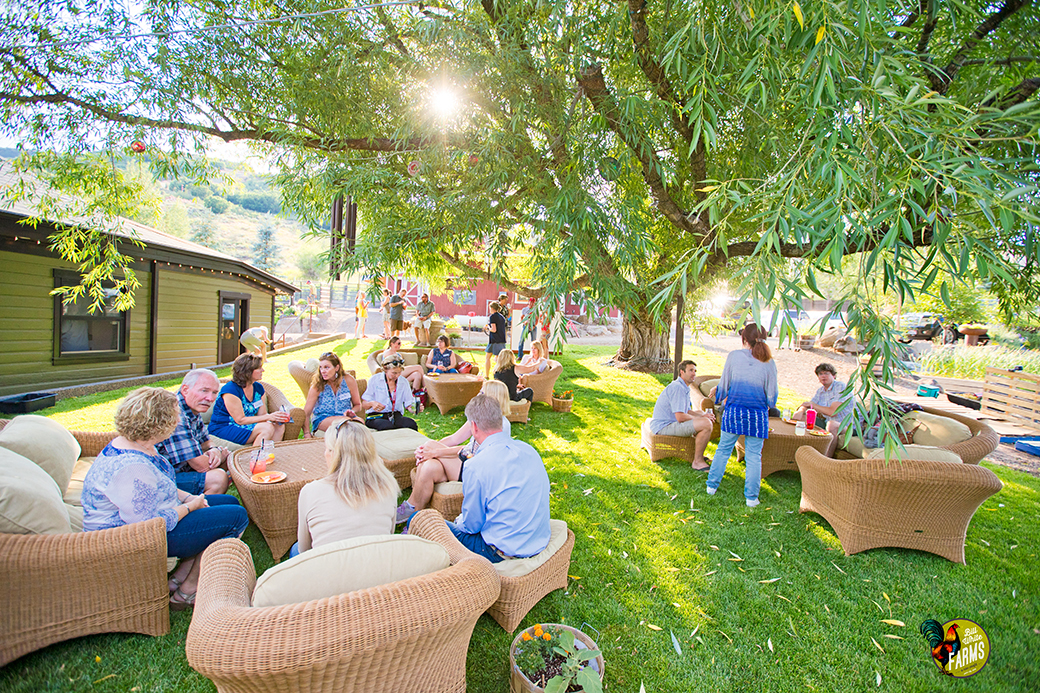 Park City Green Drinks crowd enjoys a few drinks at the Farm. 