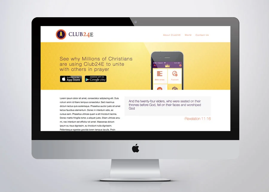 Club 24E Landing Page for App