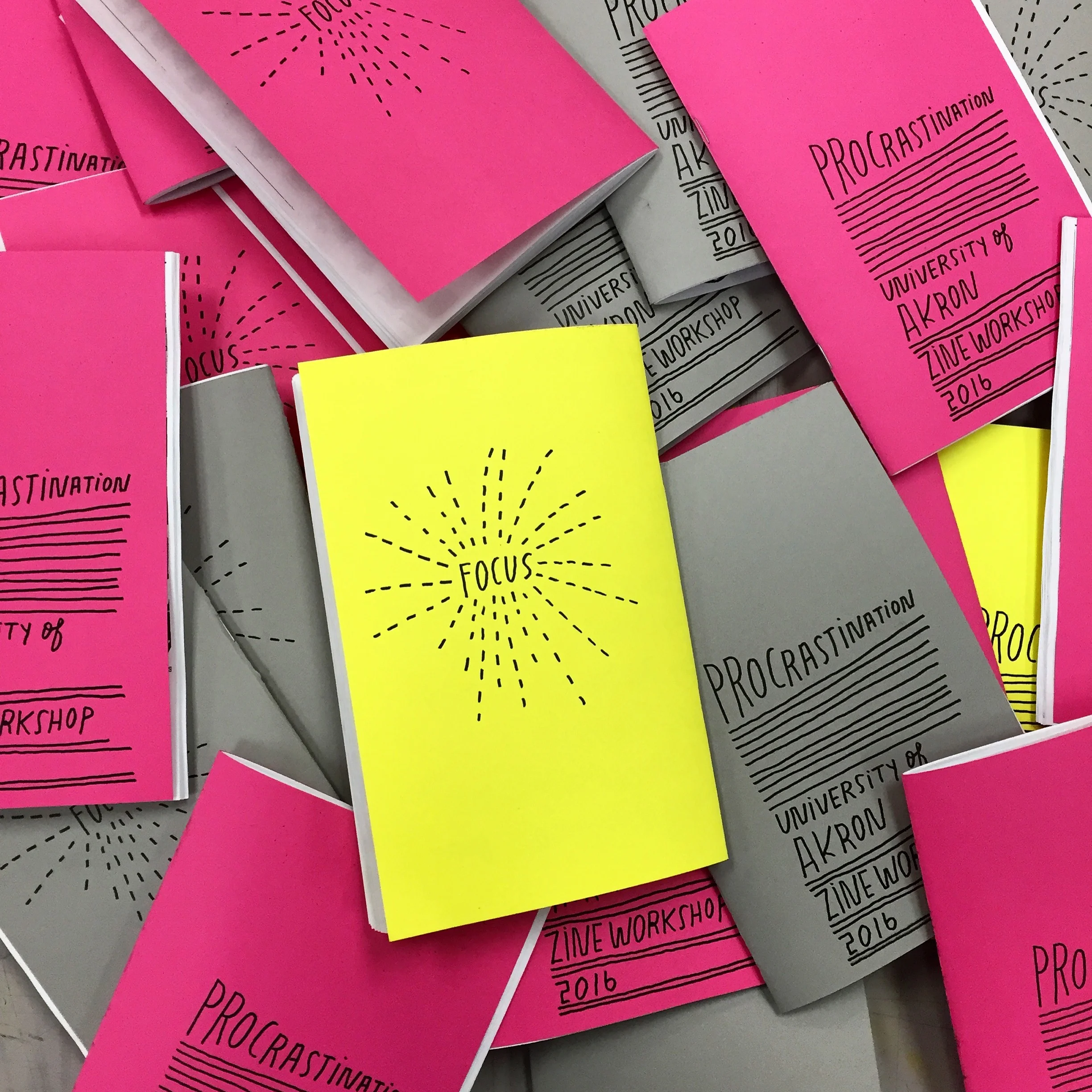 ABOVE: Recent group zine with University of Akron Printmaking students.