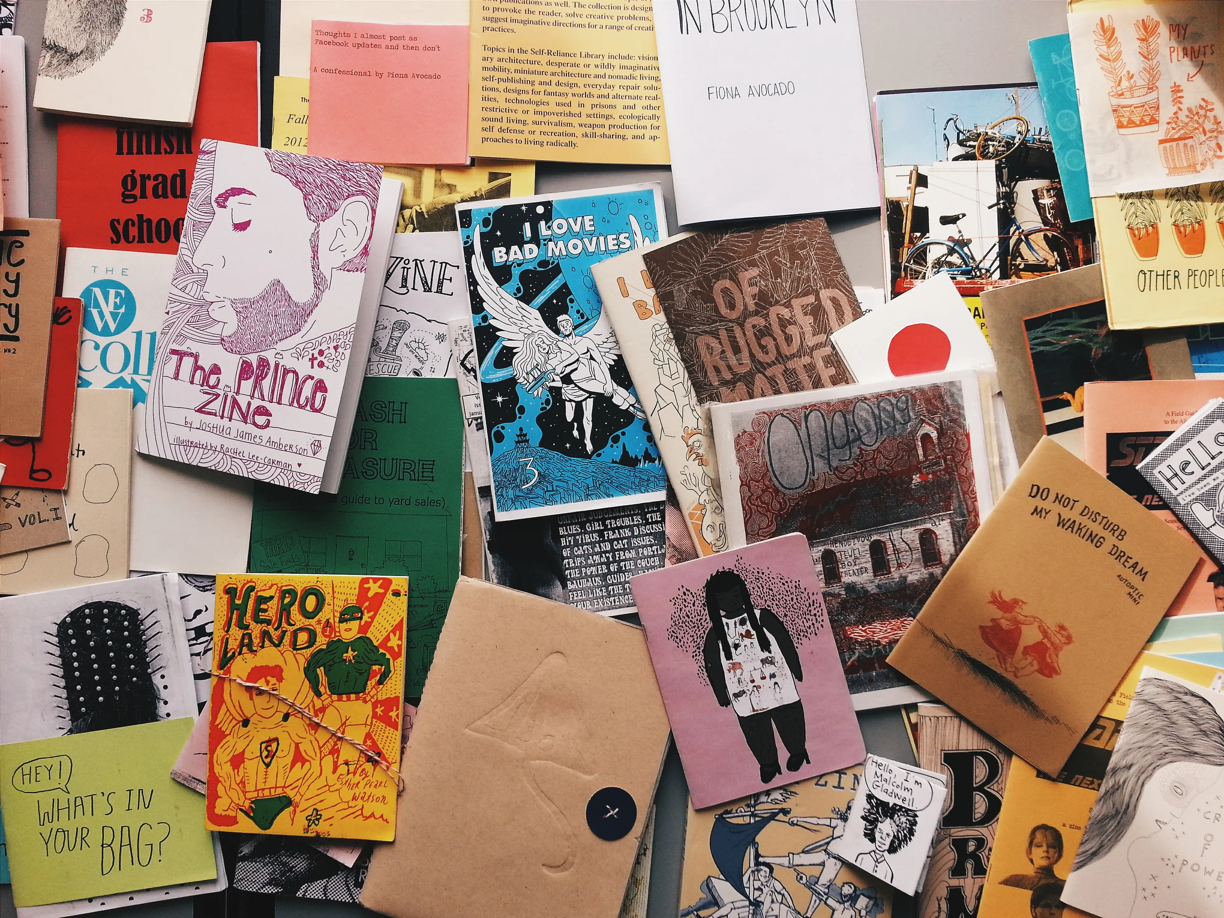 ABOVE: I always pack a huge suitcase filled with other people's zines to share at my workshops.