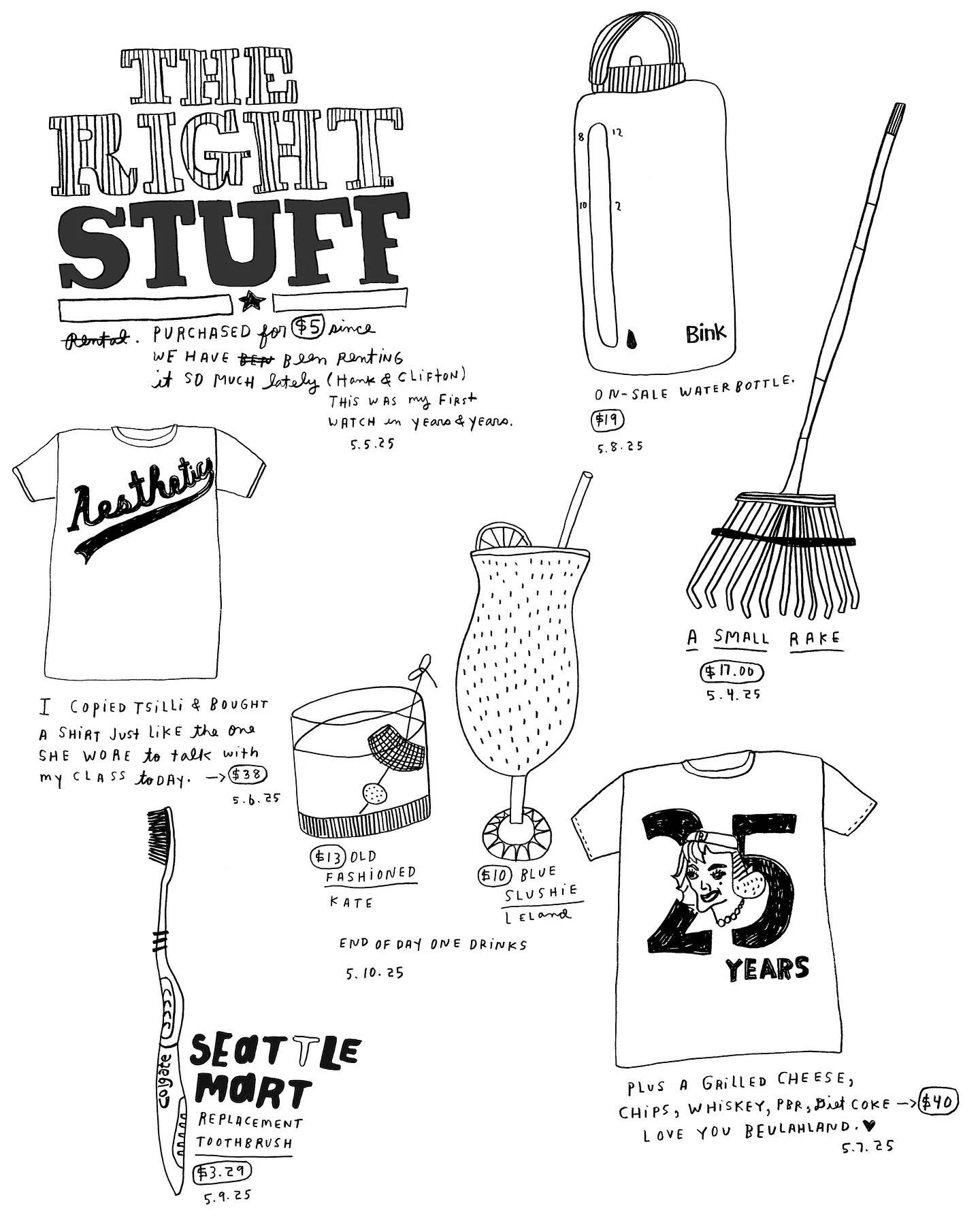 Daily Purchase Drawings for 5.4.25 ➡️ 5. 10.25 

I also wrote down some thoughts about what I should do with almost 20 years of daily purchase drawings or if I should even do anything at all over on my substack. 🌀