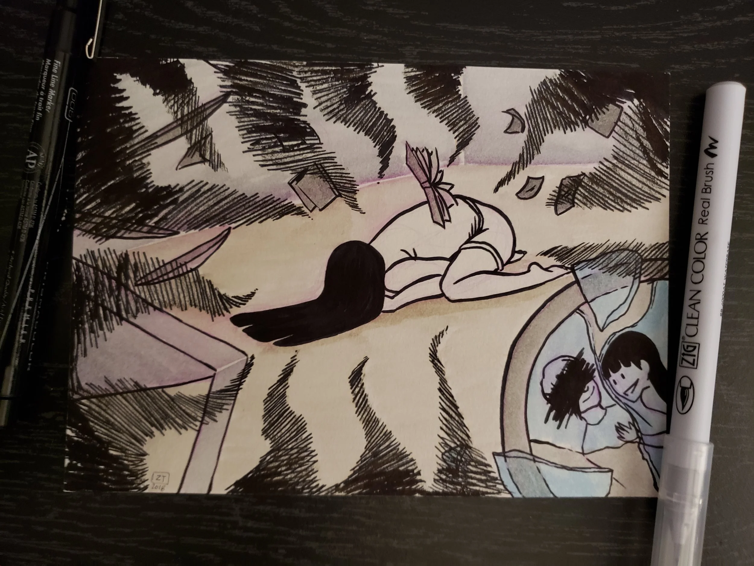 Flowing - Day 10 Prismacolor Ink Pens / Zig Brush Pens