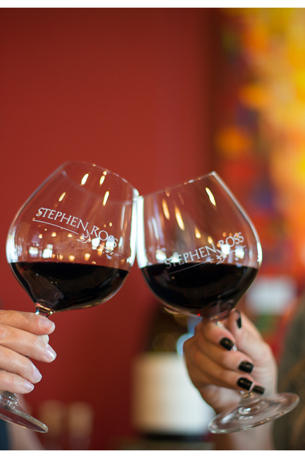 2 Stephen Ross Logo Riedel Glass cheers'