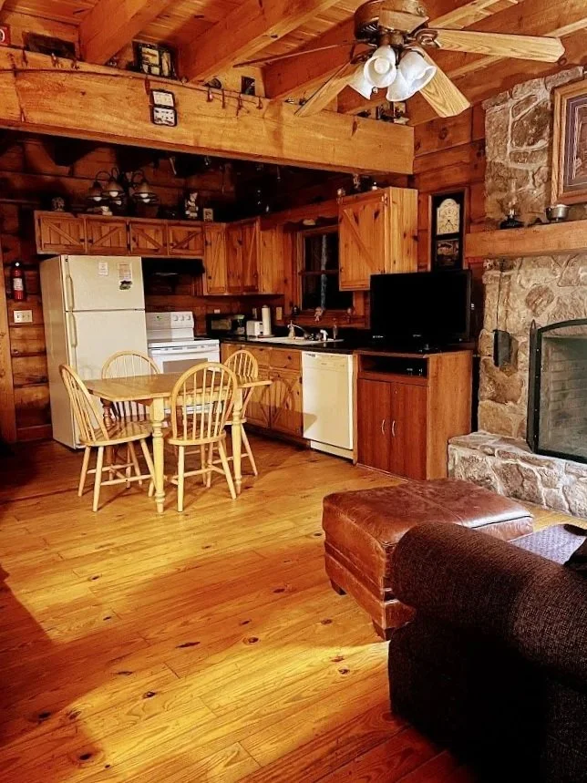  Looking into kitchen from living room at Turkey Scratch cabin 
