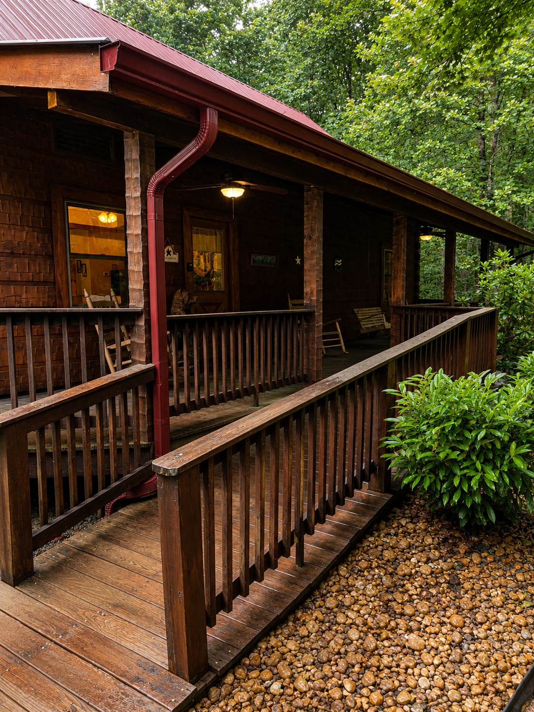  Covered porch at Misty Morning cabin 