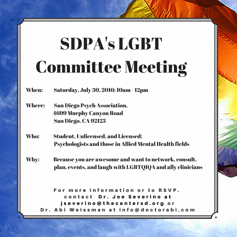 Finding Community through the San Diego Psych Association's LGBT Committee Meeting