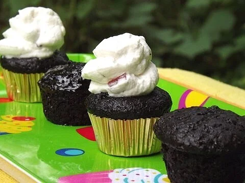  Dark Chocolate Cherry Sweet Pea Mini Muffins