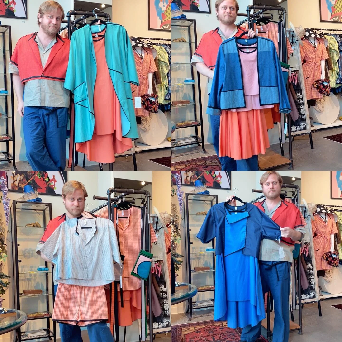 styling ideas! 
flowy jacket over a flowy dress for an airy summer look&hellip; 
a shirt over a dress for a fun silhouette with lots of layers
mix unusual colors and pull it together with a light denim jacket for a look that goes anywhere
mix and mat