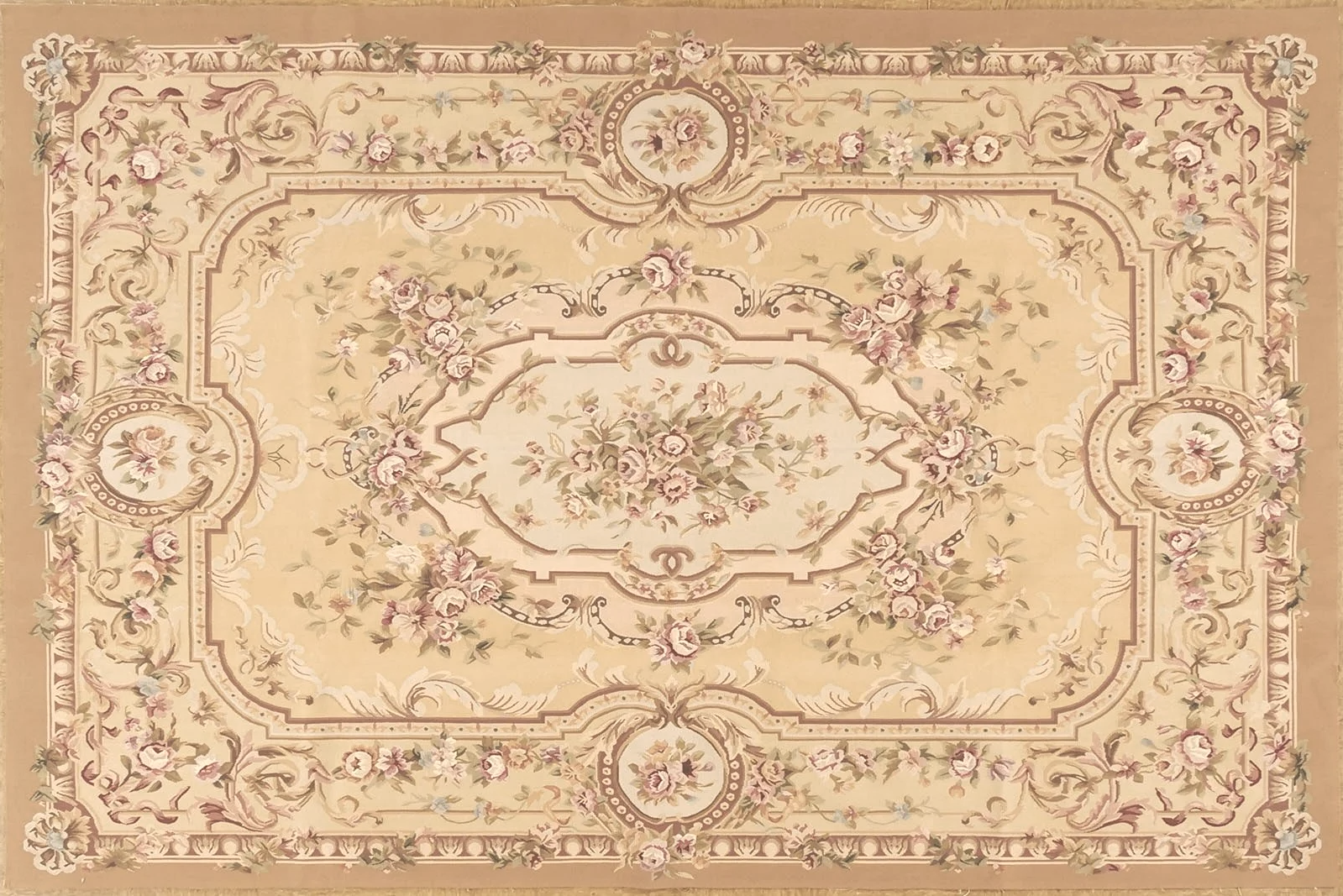 Aubusson carpet, handwoven of wool size 6.1 x 9.3