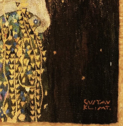 Handwoven tapestry the "Kiss" by  Gustav Klimt