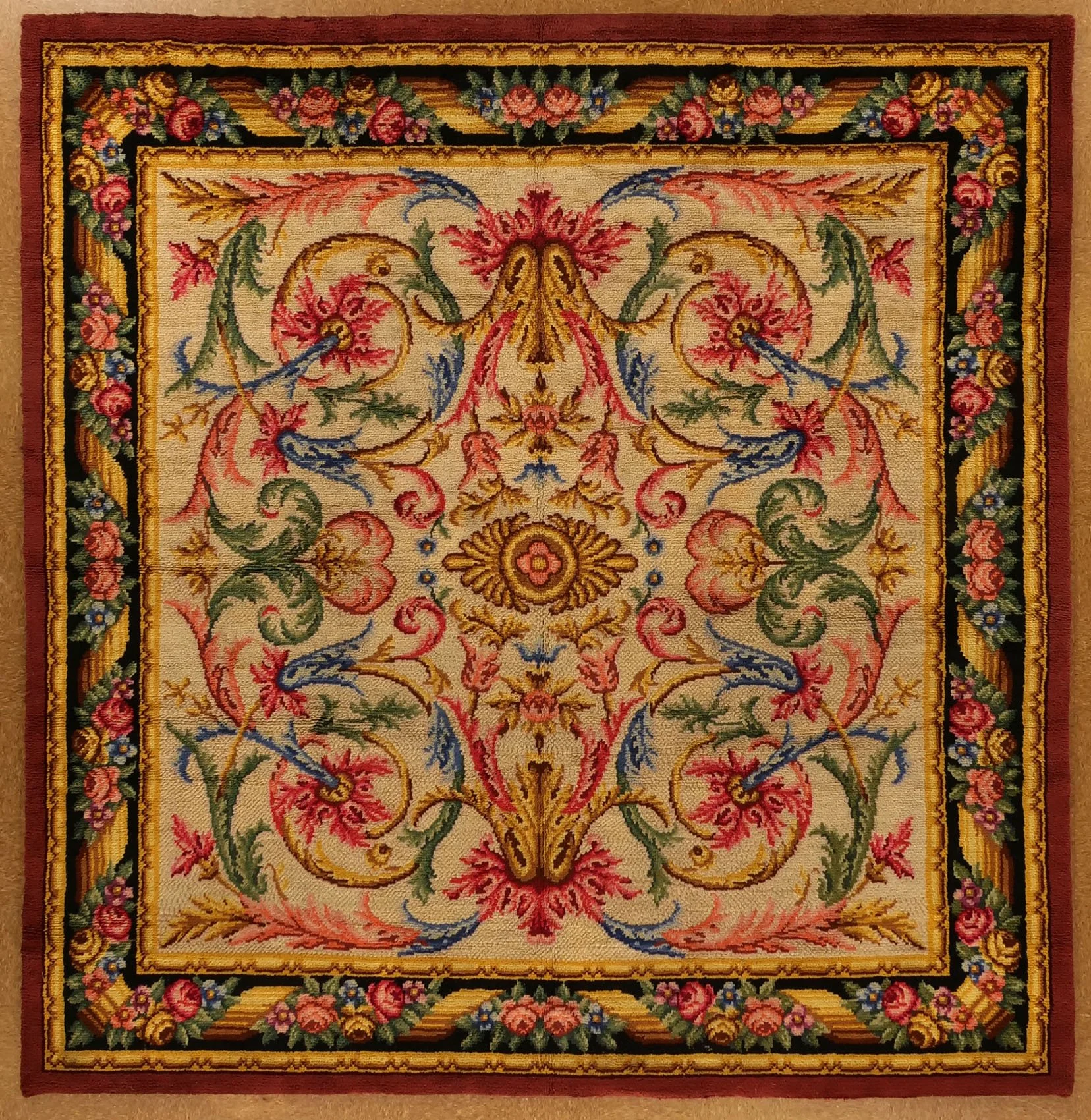 11 x 11.4 Antique Savonnerie Spain 9634