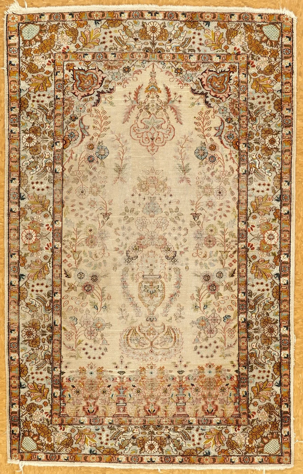3.2 x 5 Silk Worn Down India Carpet