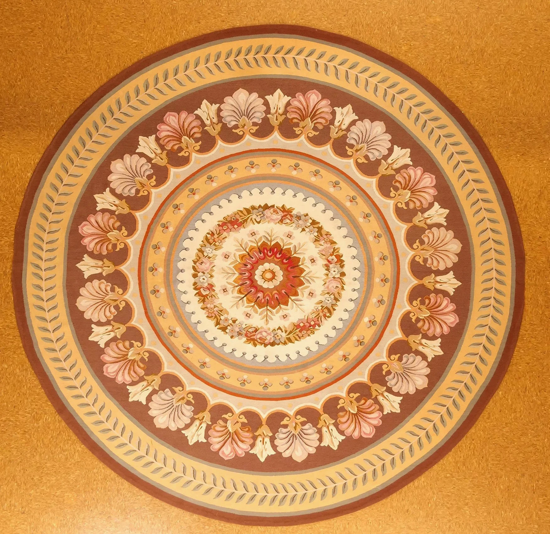Round Empire Style Aubusson Rug