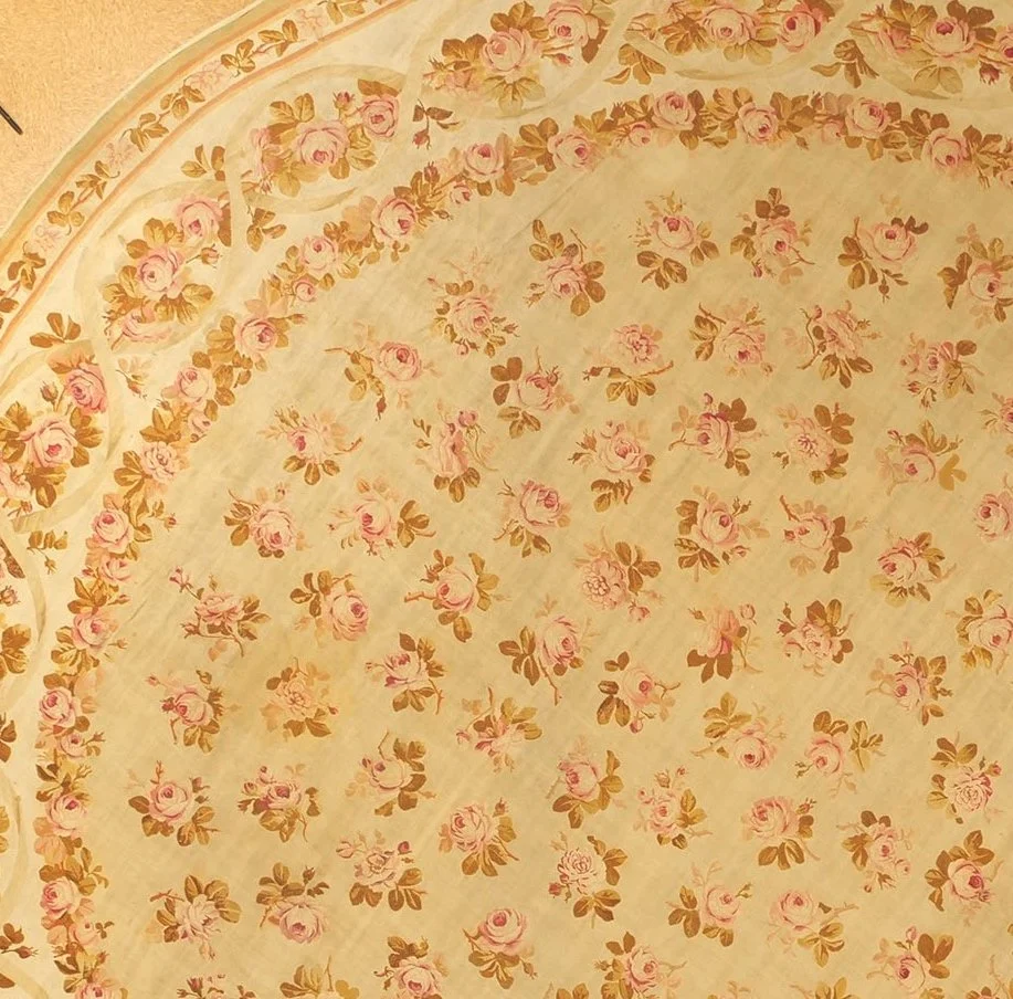 Round Antique Aubusson Rug
