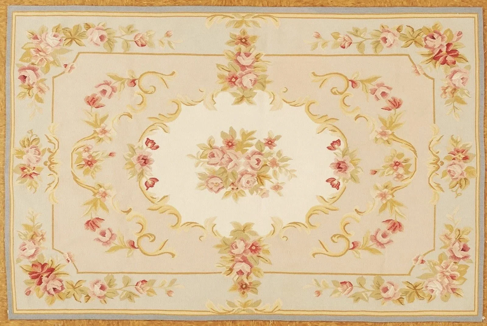 lite blue handwoven aubusson rug size 4 x 6