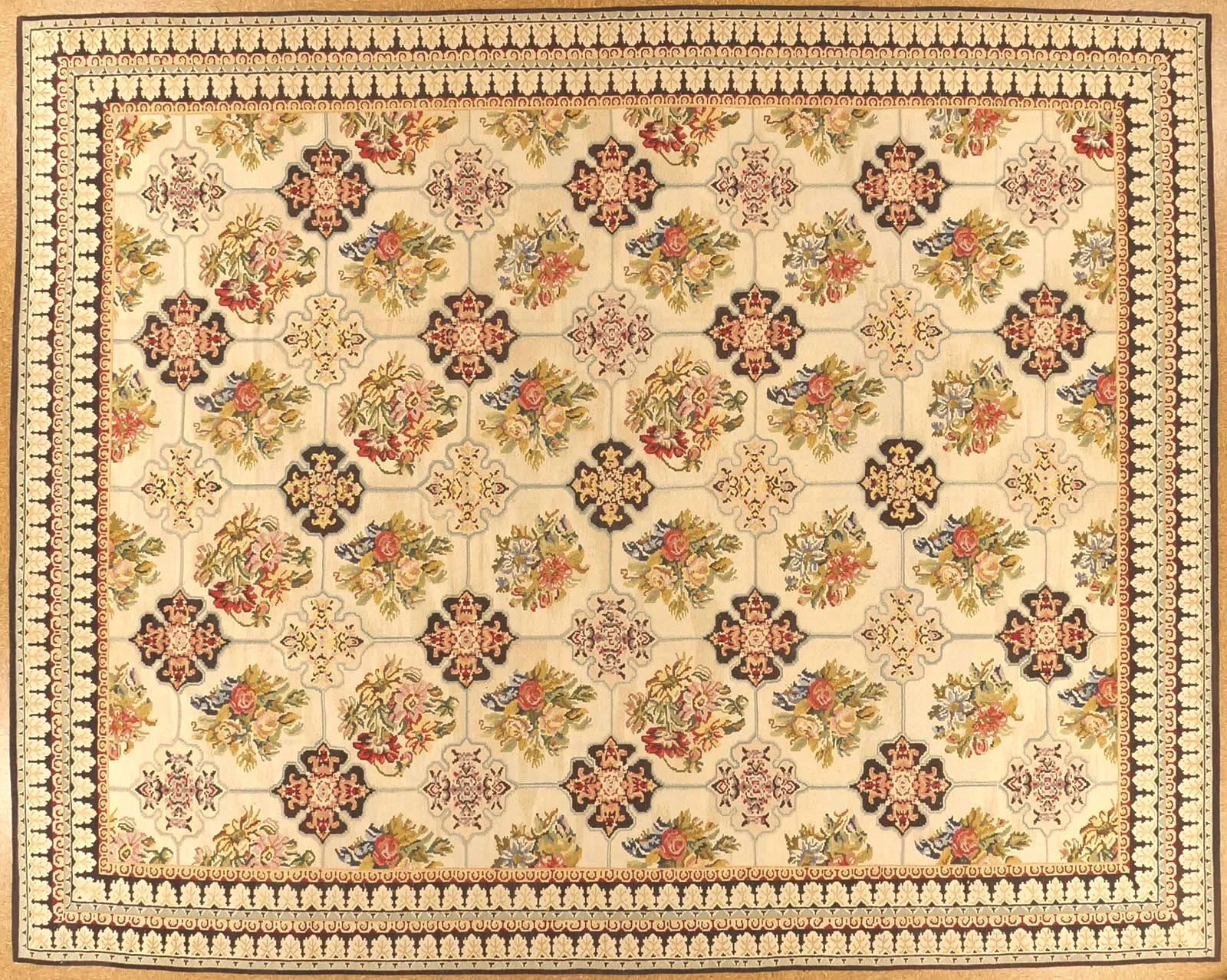 Woolen handwoven aubusson rug in size 12 x 15.1