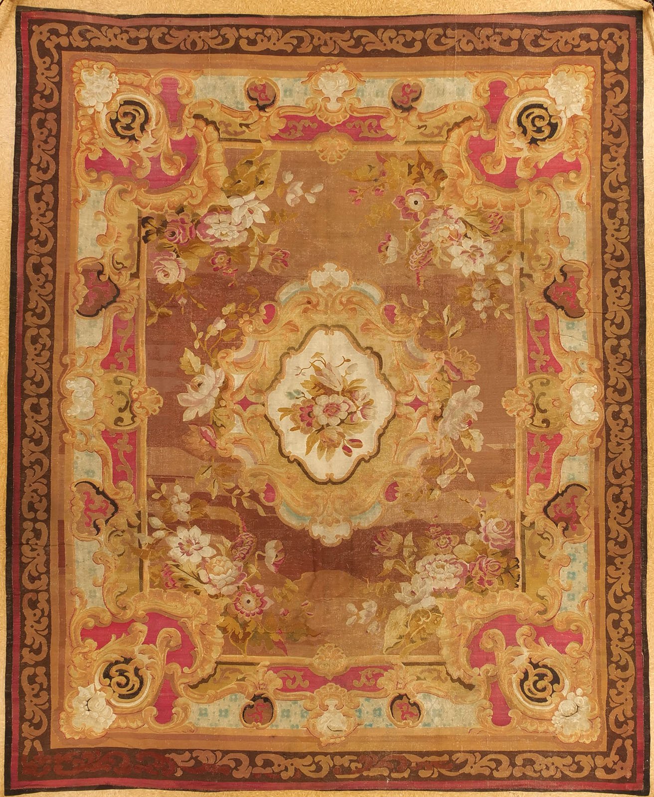 12.4 x 15.1  376 x 460 Antique French Aubusson