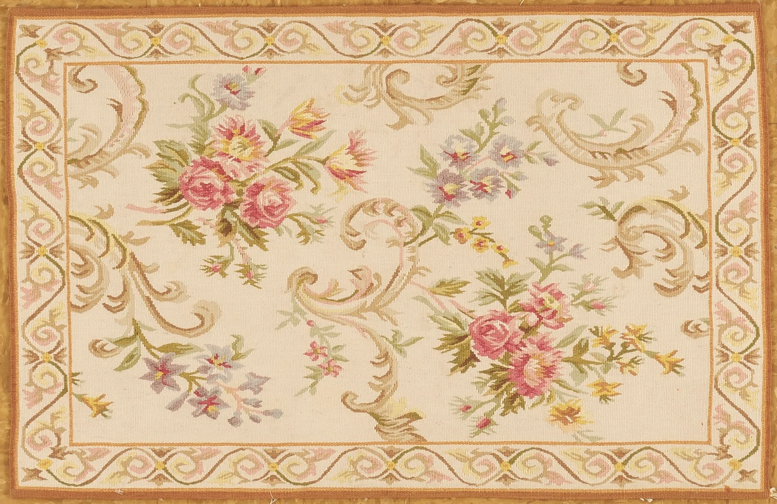 2 x 3 handwoven aubusson floral rug