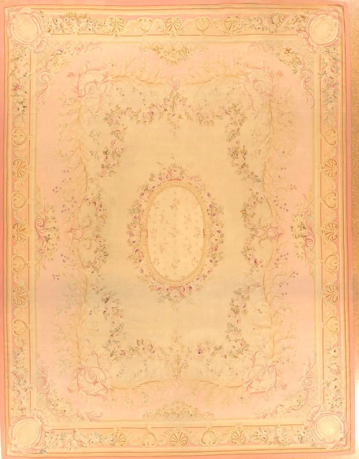 12.5 x 16.2 Antique French Aubusson Rug
