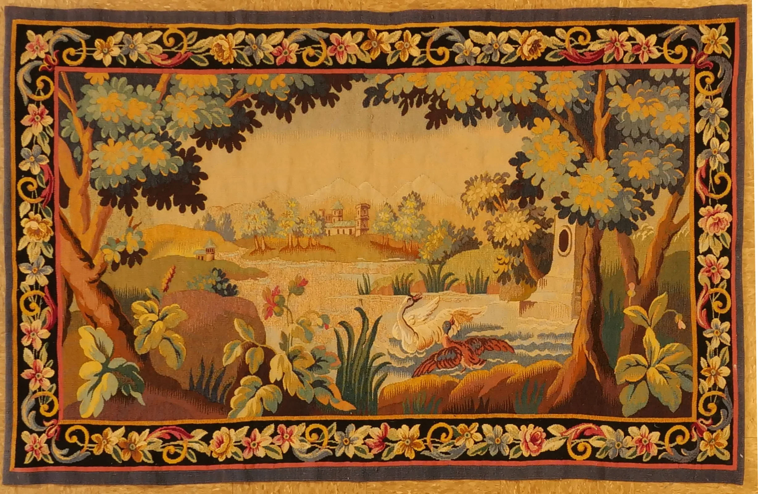 3.6 x 5.6 Antique Aubusson Tapestry 1059