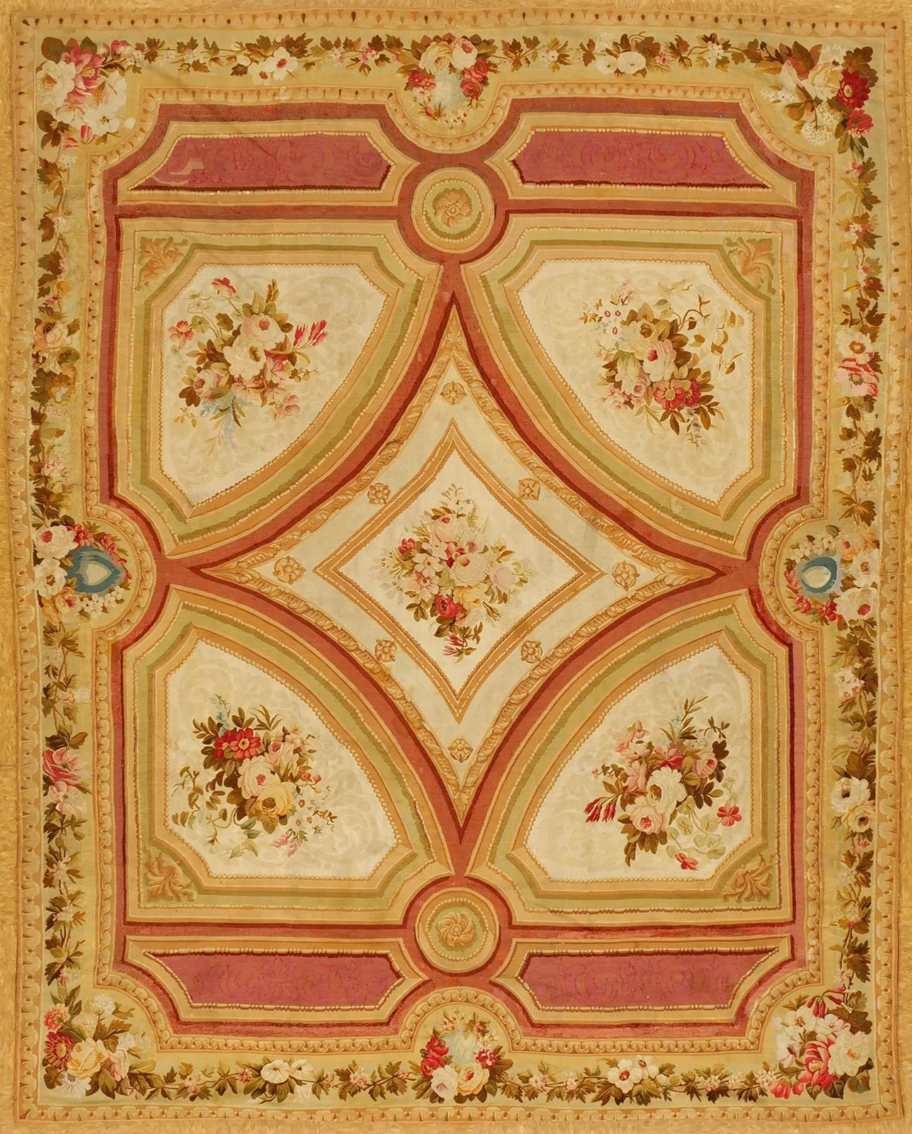 5.7 x 7 Antique French Aubusson Meter Size 170 x 213