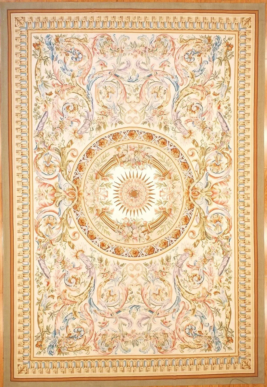 Louis XIV Style Aubusson Rug With Ivory Background
