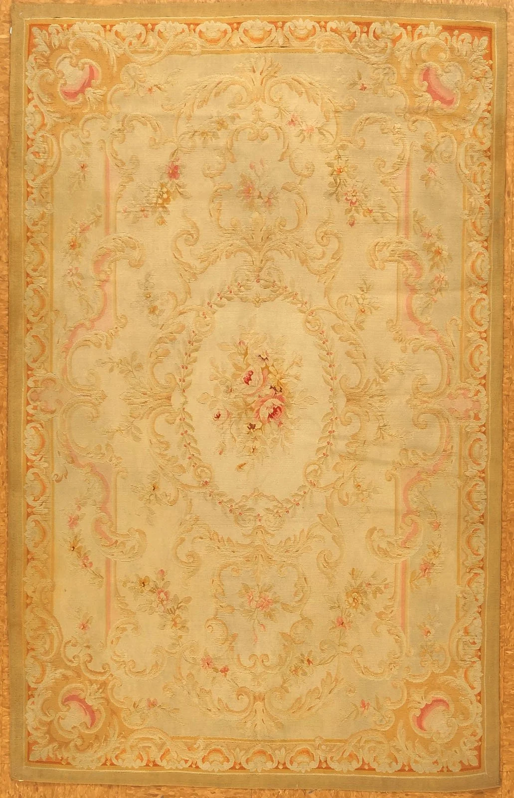 4 x 6.3 Antique French Aubusson Carpet 1019