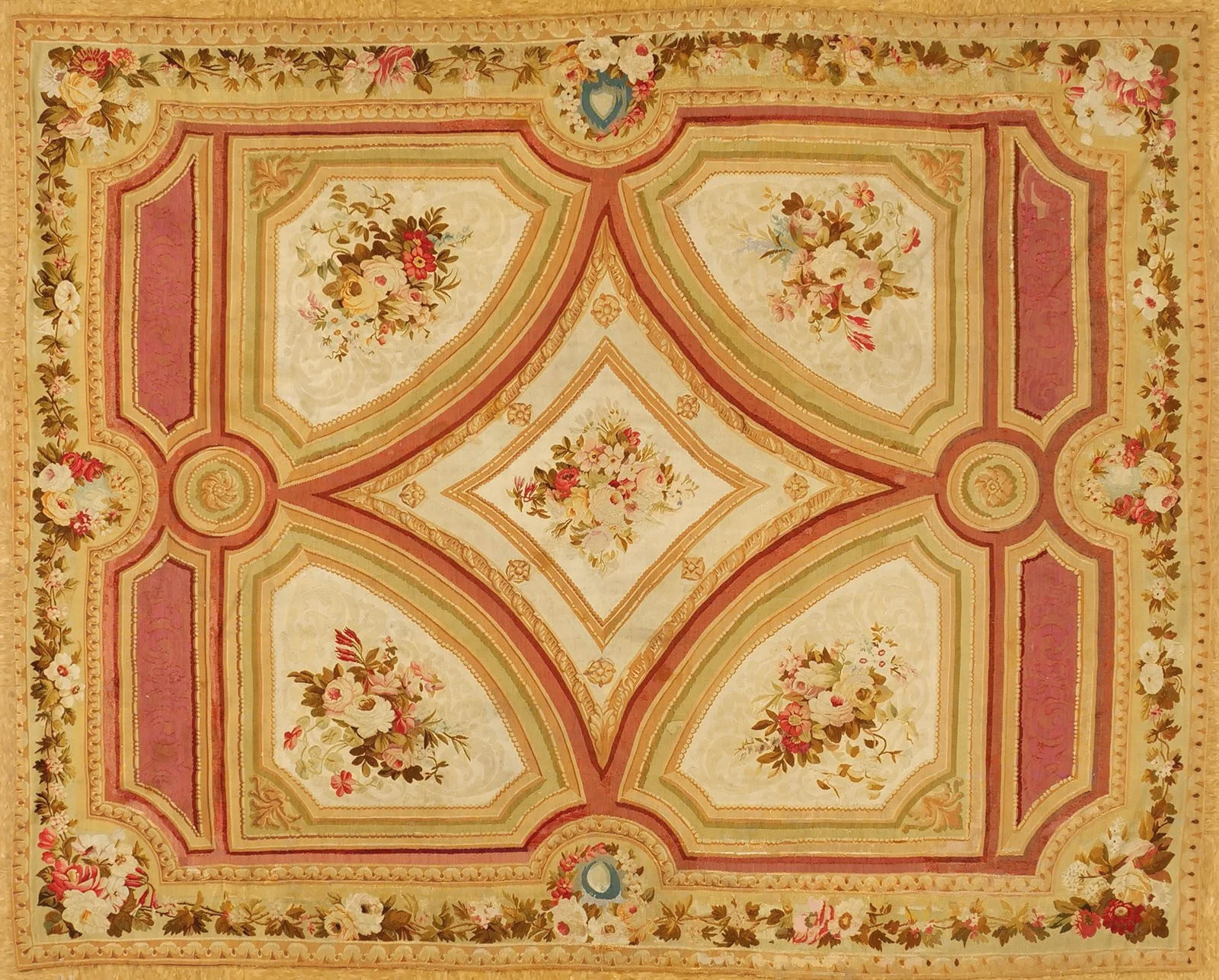 Small antique French Aubusson carpet