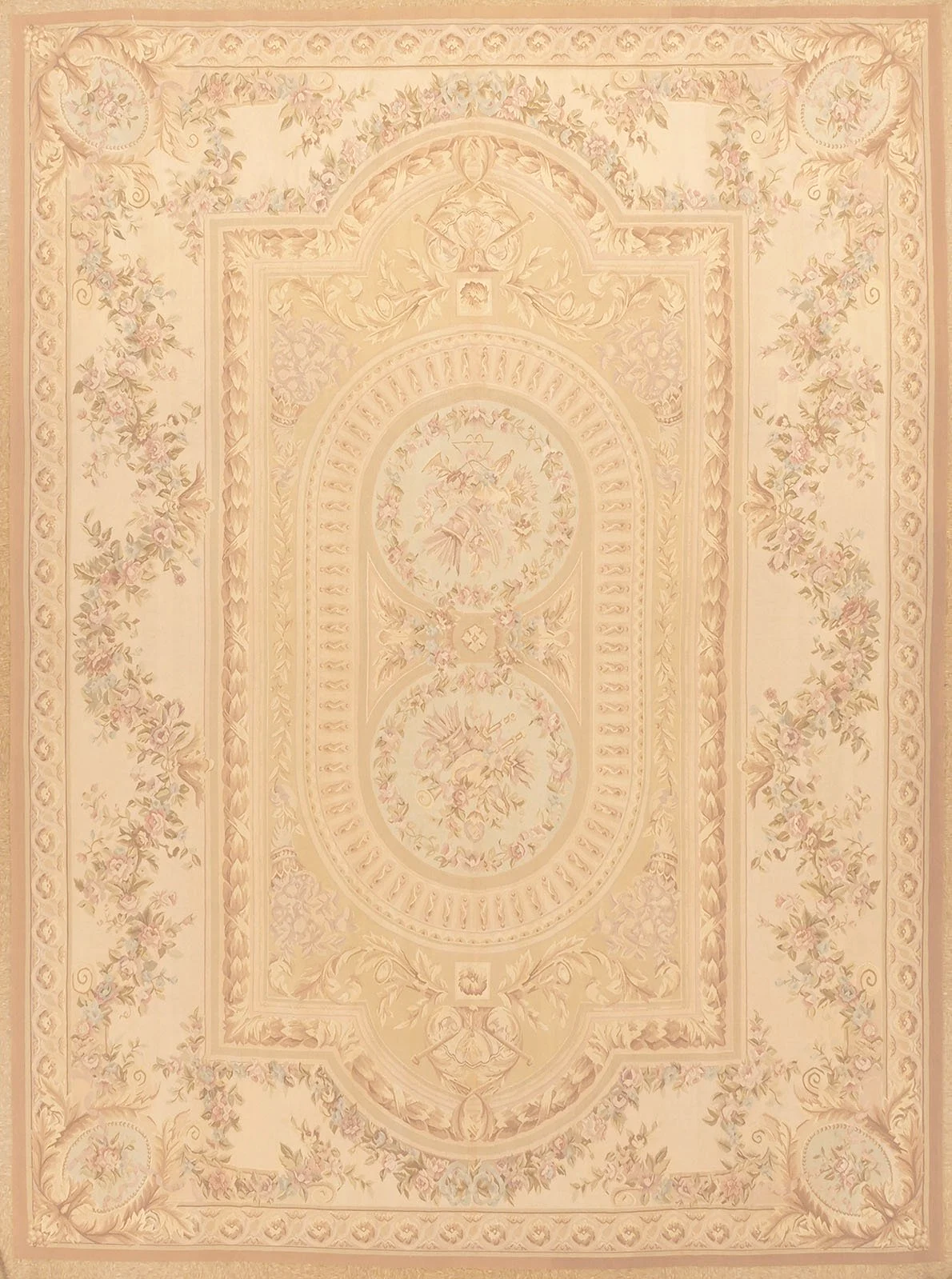 12 x 16.3 pastel hand woven aubusson carpet