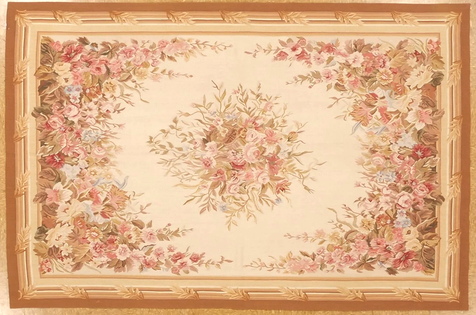 Pastel Handwoven Aubusson carpet size 5.3 x 8