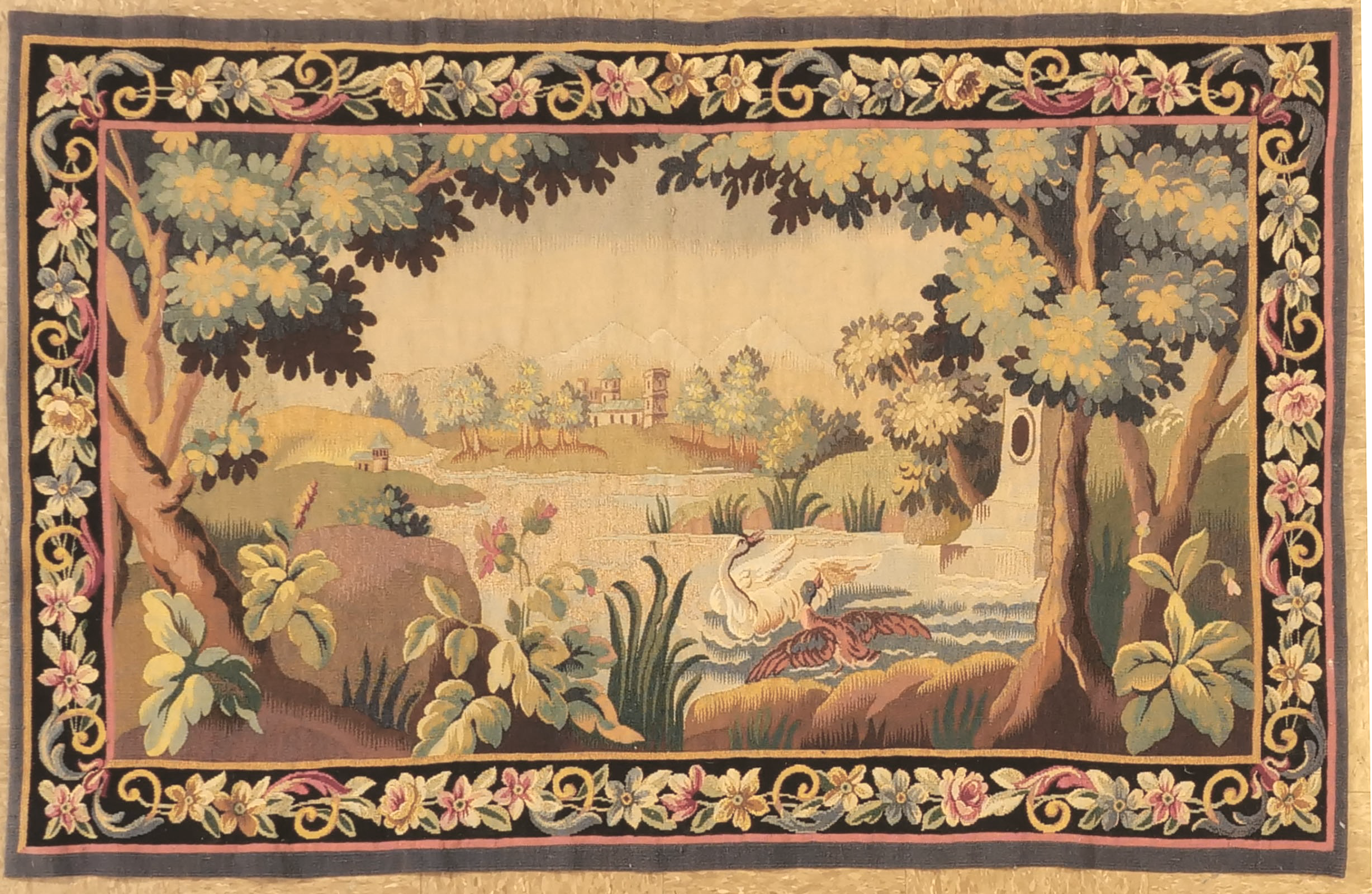 3.6 x 5.6 Antique Aubusson Tapestry 1059