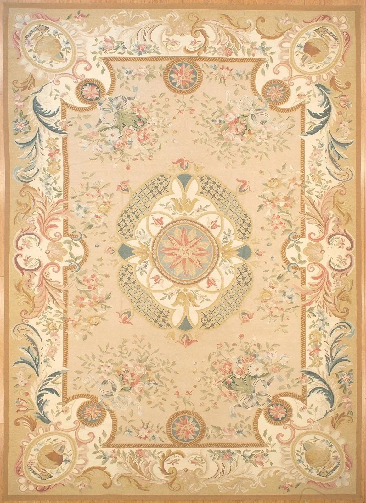 Charles X Style new handwoven floral Aubusson rug