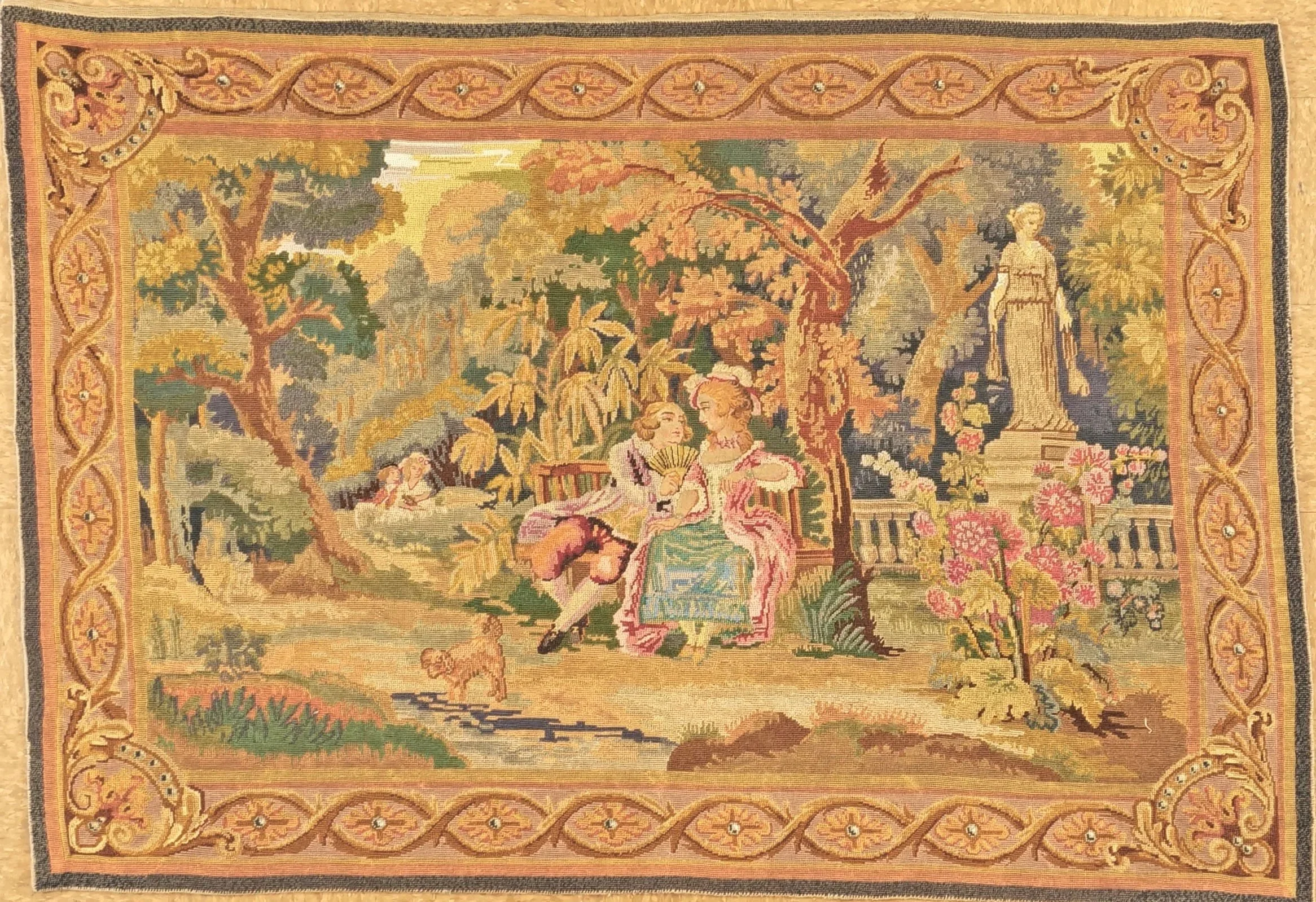 4.3 x 6.3 Antique Needlpoint-PetitPoint English Tapestry Wool & Silk