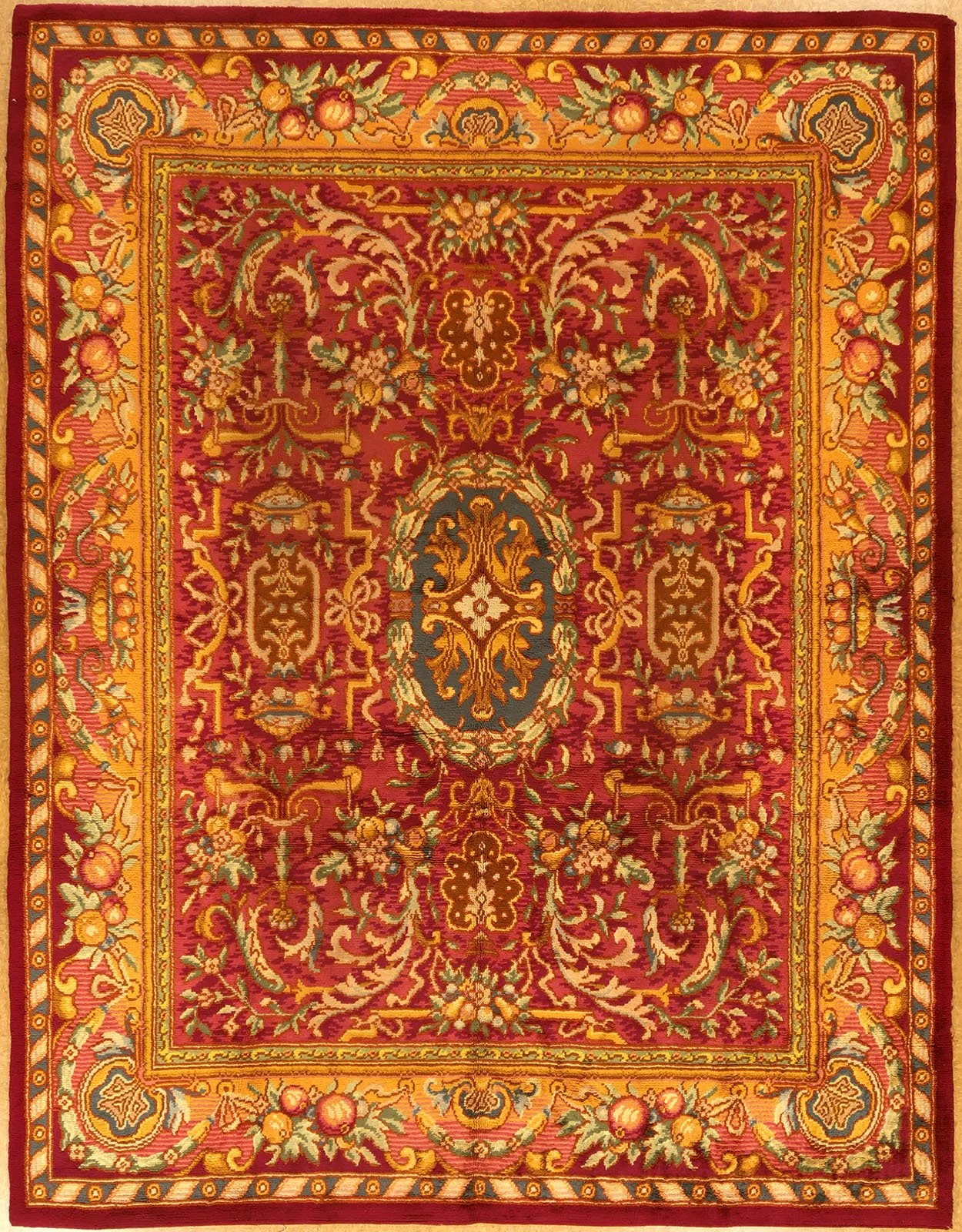 9.8 x 12.5 Antique Savonnerie Spain, Meter Size 295 x 379