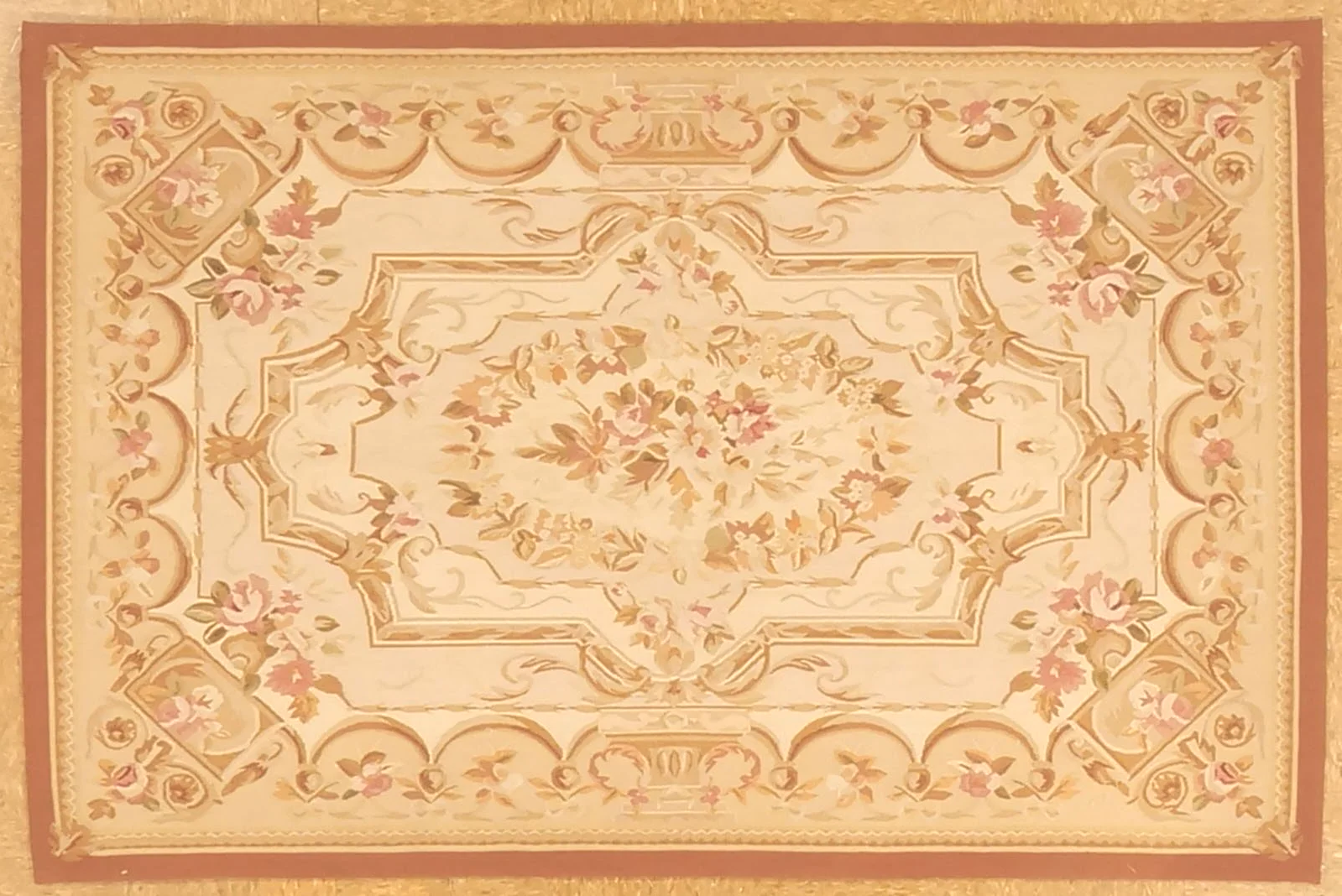 Handwoven Aubusson In Pastel Shades Size 4.1 x 6.2